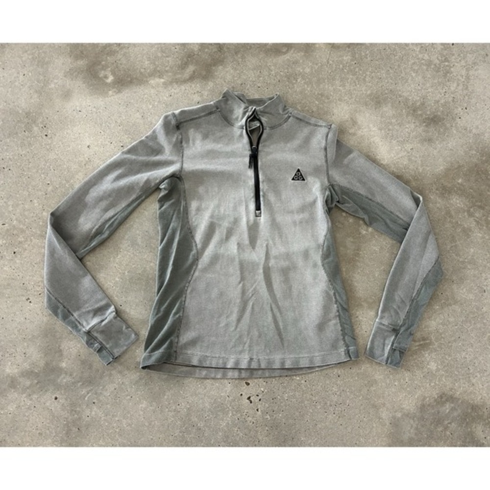 Nike ACG Womens Steeple Rock Wool Blend Base Layer‎ Small Gray Half Zip Outdoor